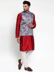 Men's Purple Printed Nehru Jacket