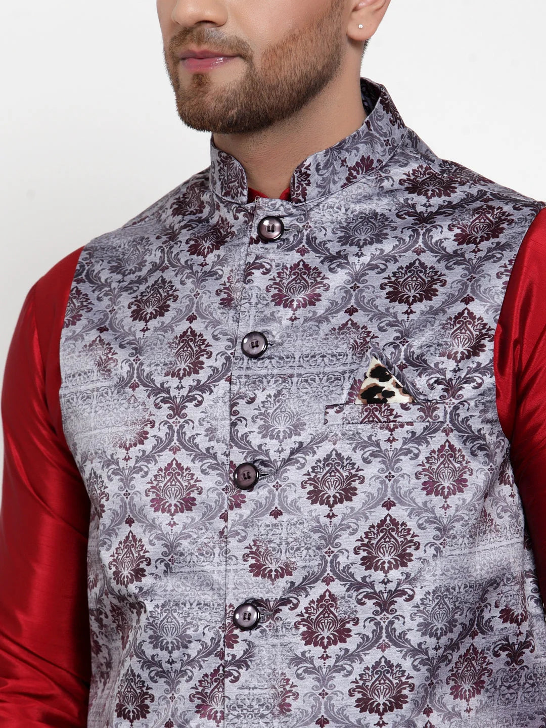 Purple Printed Nehru Jacket - Indian Nehru Jackets Collection
