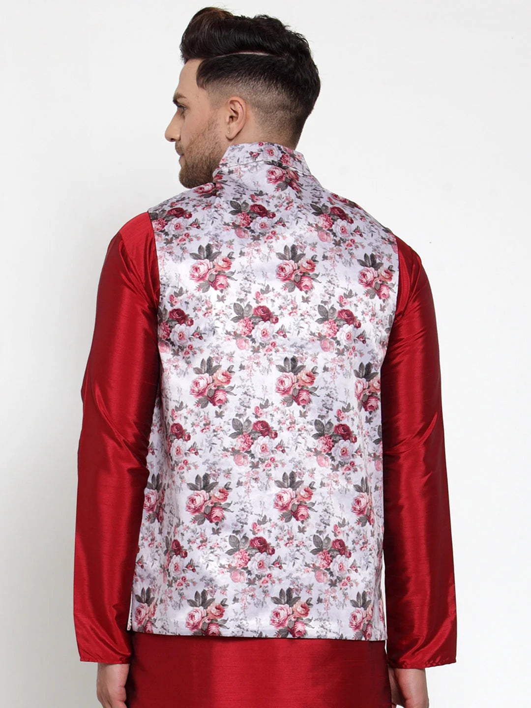 Silver Printed Nehru Jacket - Men's Ethnic Wear
