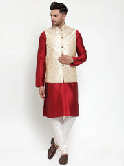 Men's Cream Embroidered Nehru Jacket
