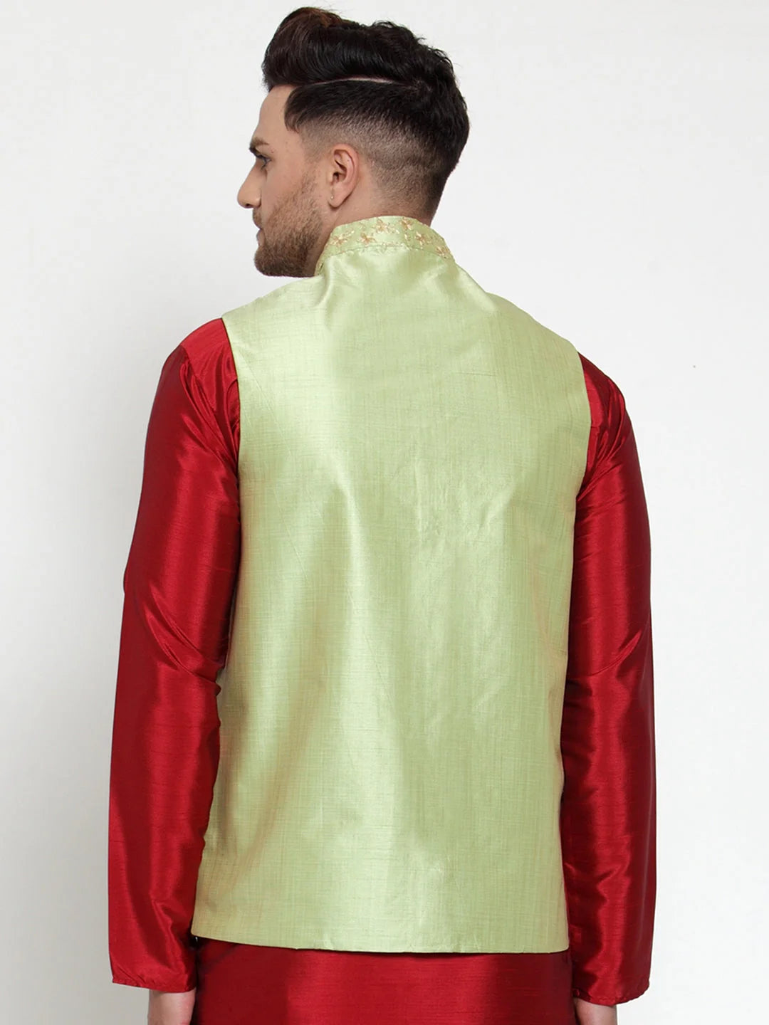 Men's Green Embroidered Nehru Jacket | Indian Nehru Jackets