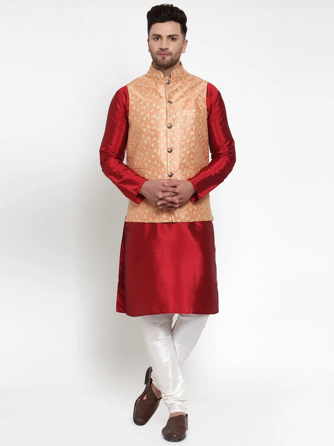Peach Nehru Jacket for Weddings | Men's Ethnic Collection