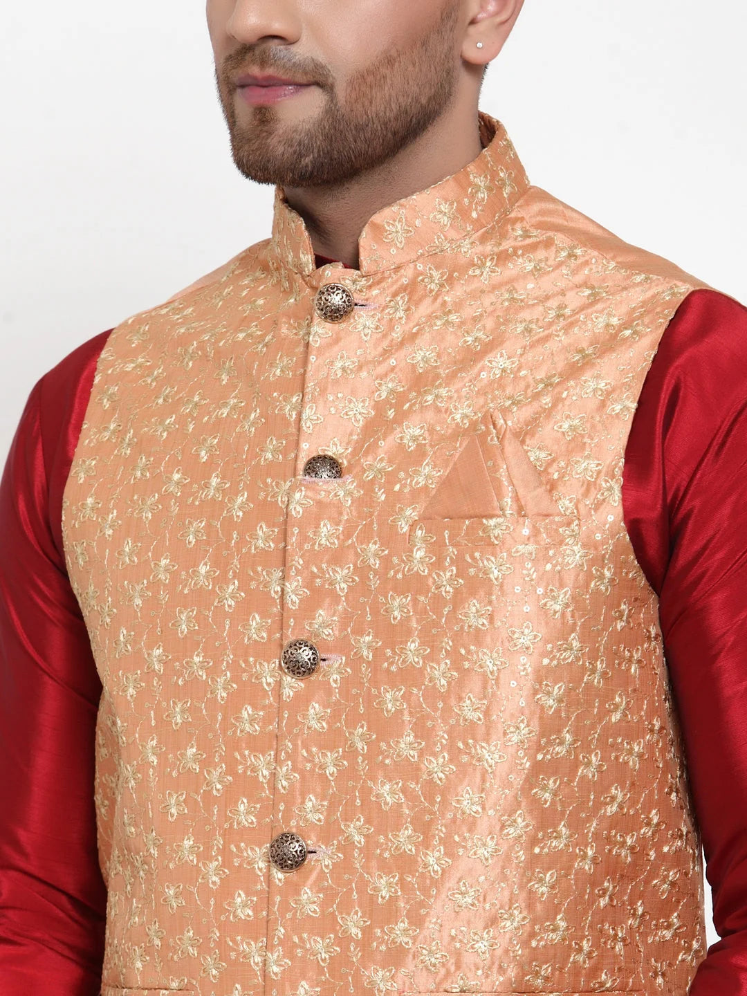 Peach Nehru Jacket for Weddings | Men's Ethnic Collection