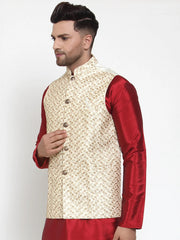 Men's Cream Assorted Embroidered Nehru Jacket