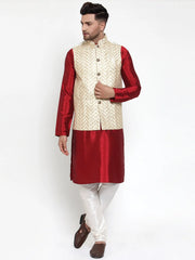 Men's Cream Assorted Embroidered Nehru Jacket