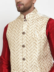 Men's Cream Assorted Embroidered Nehru Jacket