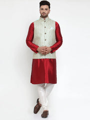 Men's Mint Blue Embroidered Nehru Jacket