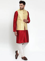 Men's Yellow Mark Embroidered Nehru Jacket