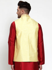 Men's Yellow Mark Embroidered Nehru Jacket