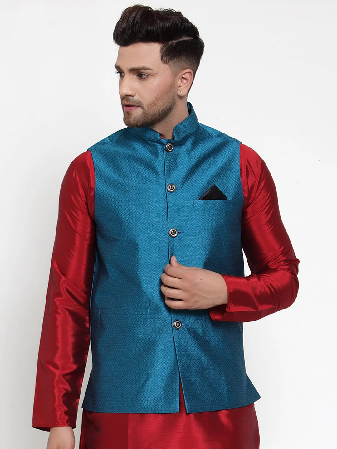 Men's Blue Nehru Jacket: Indian Ethnic Nehru Jackets for Weddings