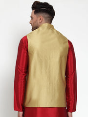Men's Gold Shine Woven Jacquard Nehru Jacket