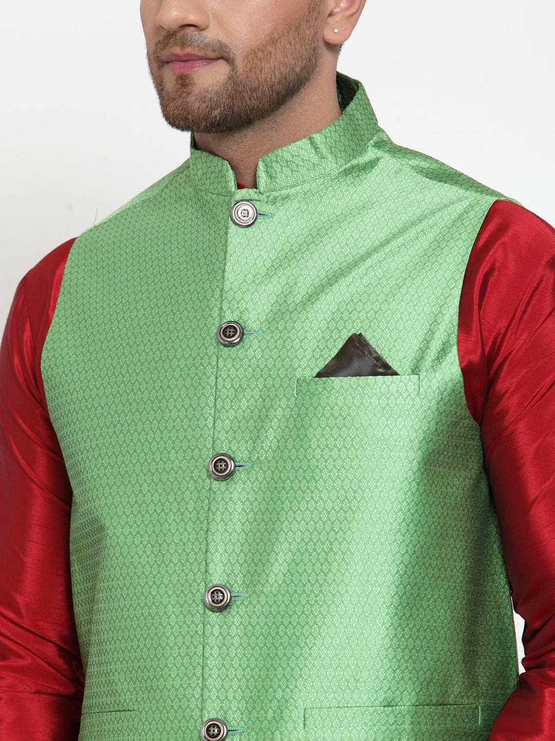Green Nehru Jacket for Men - Indian Ethnic Wear & Modi Jacket