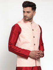 Men's Pink Shade Embroidered Nehru Jacket