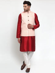 Men's Pink Shade Embroidered Nehru Jacket