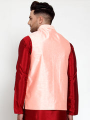 Men's Pink Shade Embroidered Nehru Jacket
