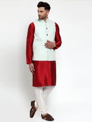 Men's Blue Mint Embroidered Nehru Jacket
