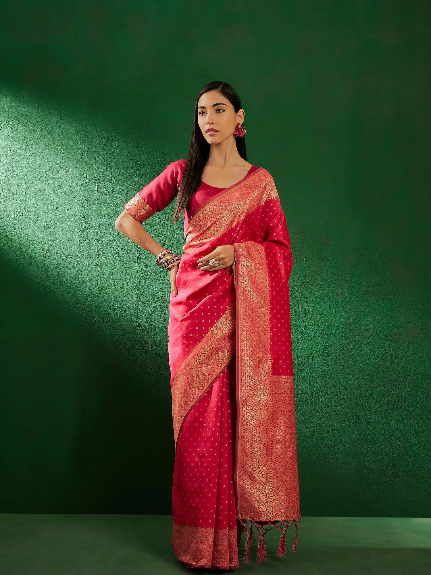 Pink Polyester Saree - Indian Sari & Designer Sarees