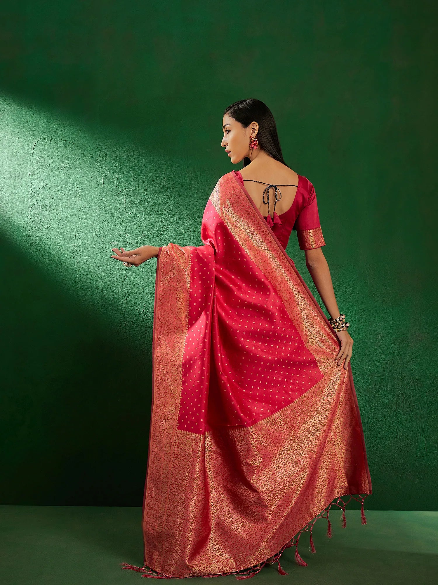 Pink Polyester Saree - Indian Sari & Designer Sarees