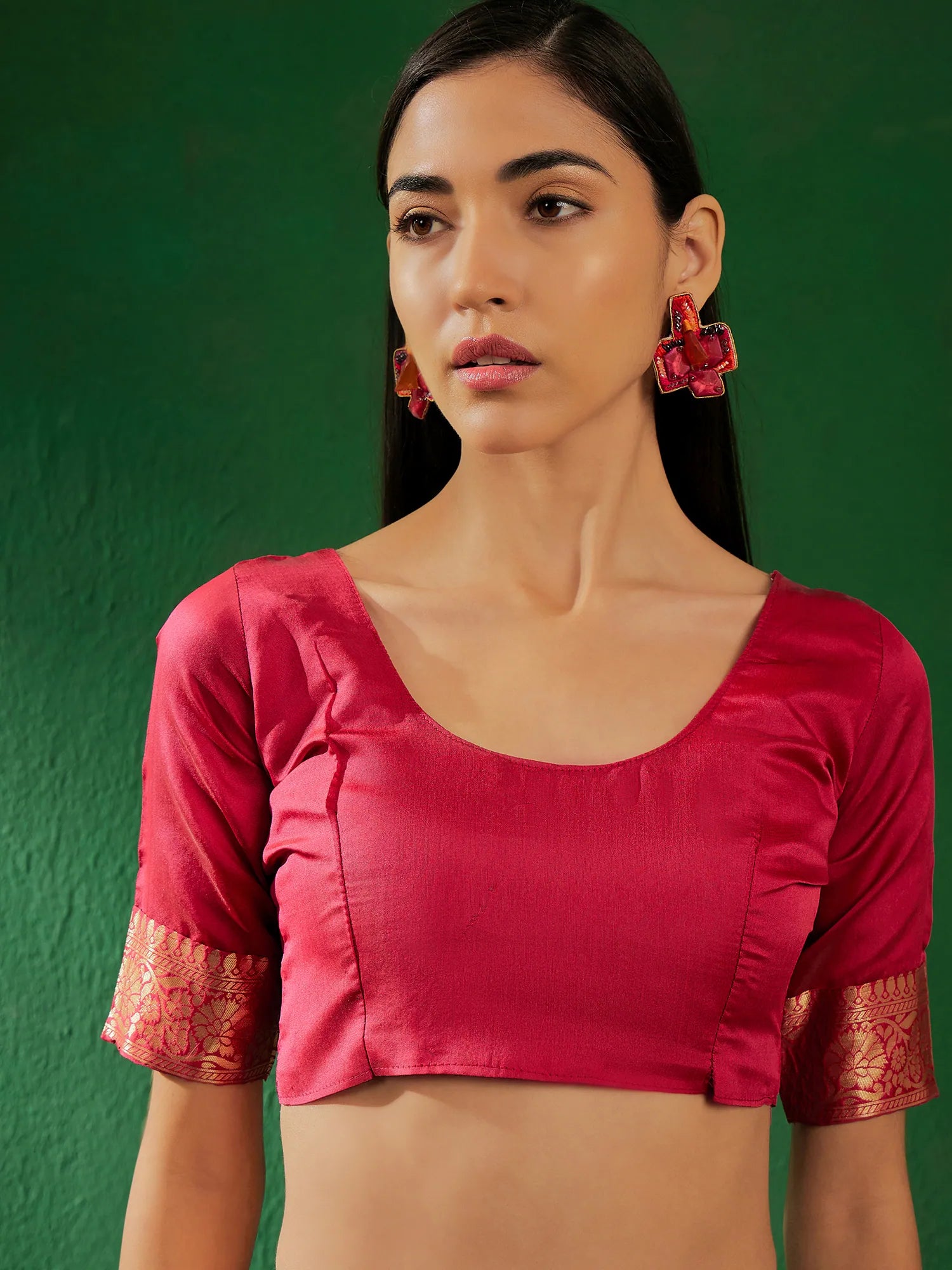 Pink Polyester Saree - Indian Sari & Designer Sarees