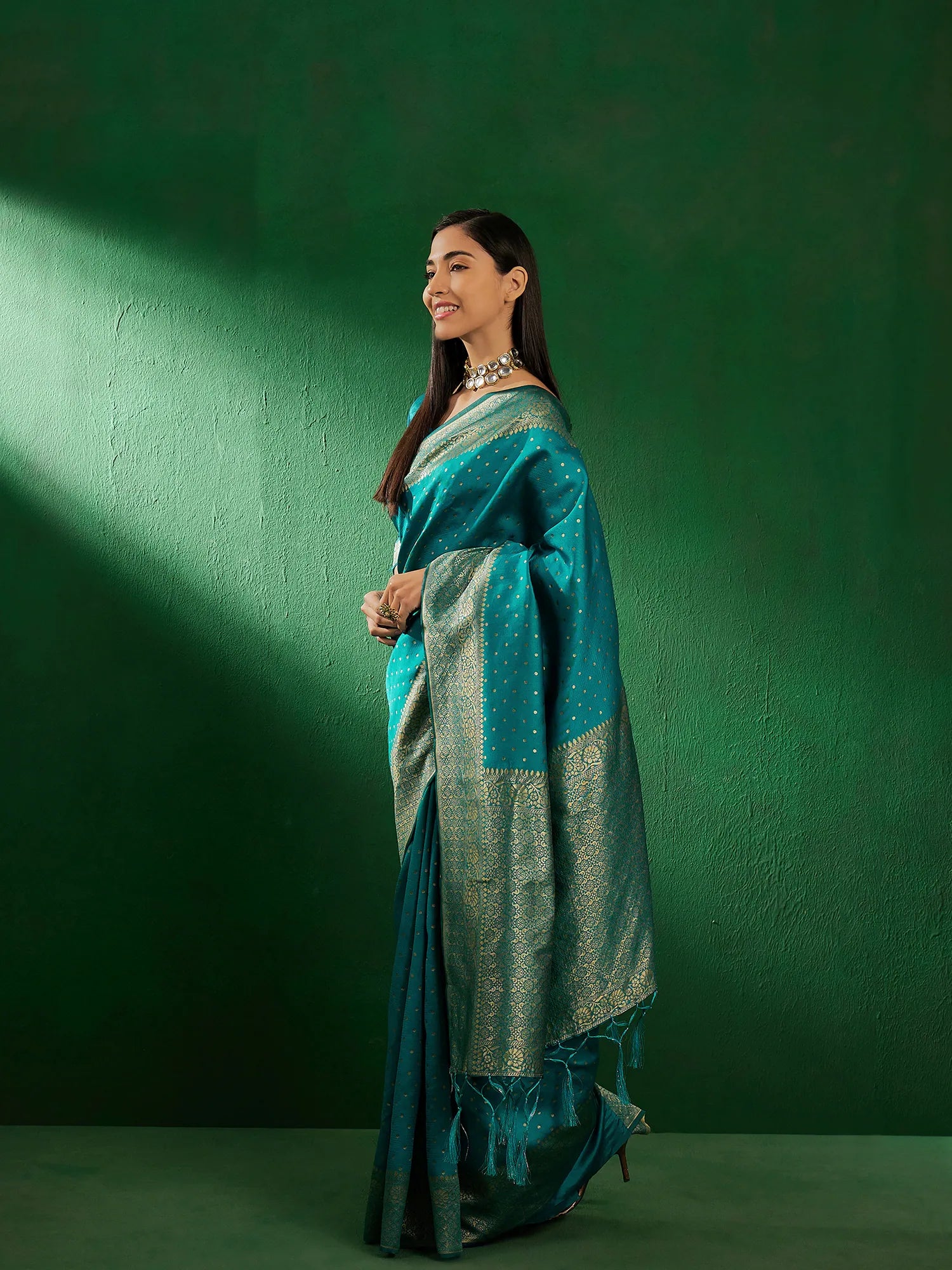 Blue Polyester Saree | Designer Sarees India