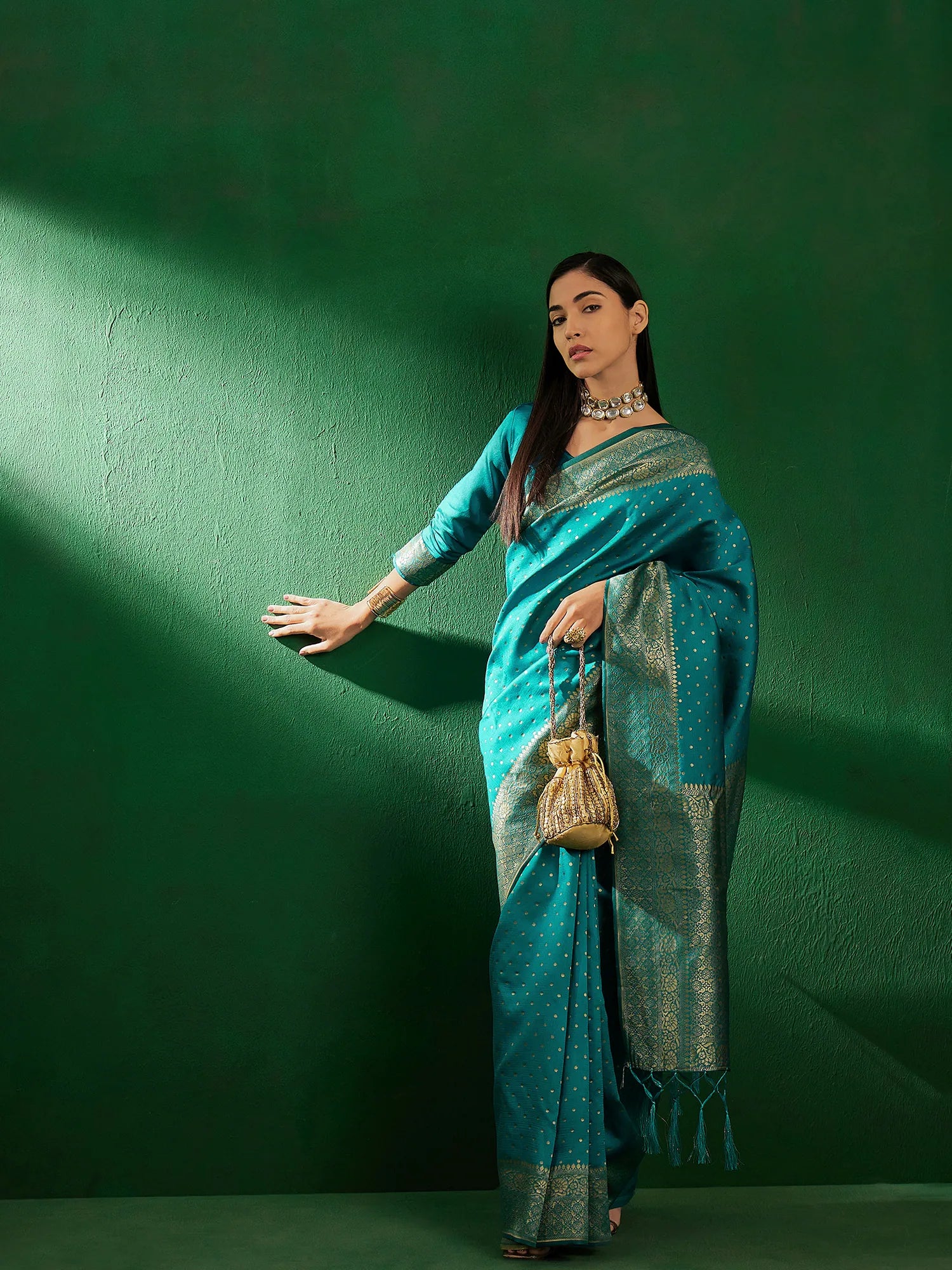 Blue Polyester Saree | Designer Sarees India
