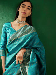 Womens Fashion Ethnic Blue Color Sarees-MLSHWSA1251BLU0ONE