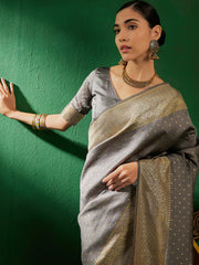 Womens Fashion Ethnic Grey Color Sarees-MLSHWSA1256GRY0ONE