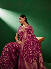 Womens Fashion Ethnic Burgundy Color Sarees-MLSHWSA1248BGY0ONE