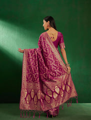 Womens Fashion Ethnic Burgundy Color Sarees-MLSHWSA1248BGY0ONE