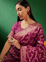 Womens Fashion Ethnic Burgundy Color Sarees-MLSHWSA1248BGY0ONE