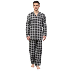 DesiQlo Men Black & White Checked Night suit ( GNS 001Blackxxx )