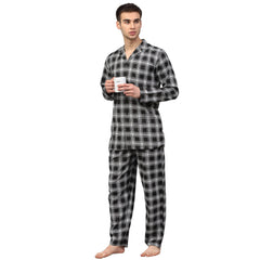Indian Needle Men Black & White Checked Night suit