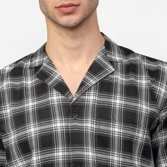 DesiQlo Men Black & White Checked Night suit ( GNS 001Blackxxx )