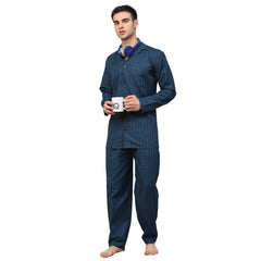 Indian Needle Men's light Blue Checked Night Suits