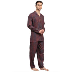 Indian Needle Men's Maroon Checked Night Suits