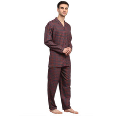 Indian Needle Men's Maroon Checked Night Suits