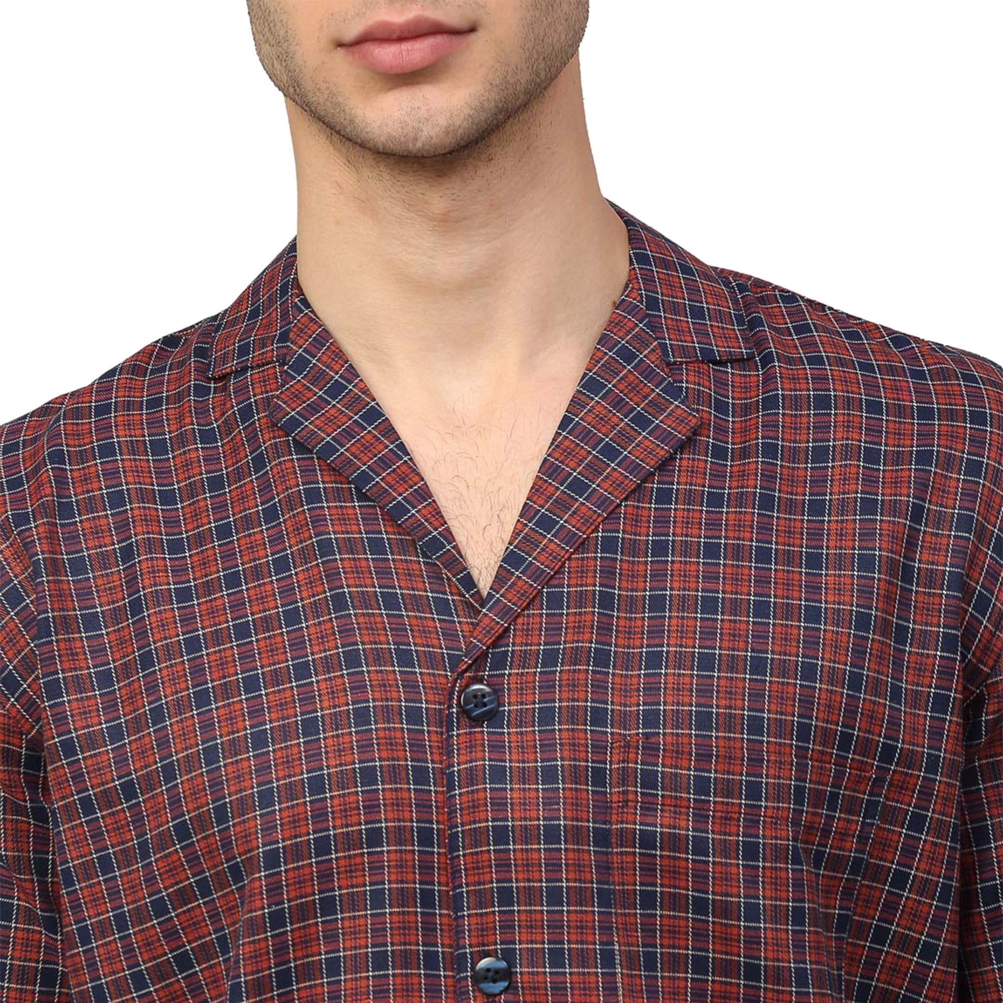 Maroon Checked Mens Pajamas - Comfortable Cotton Mens Pajama Set
