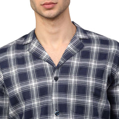 Indian Needle Men's Navy Blue Assorted Checked Night Suits