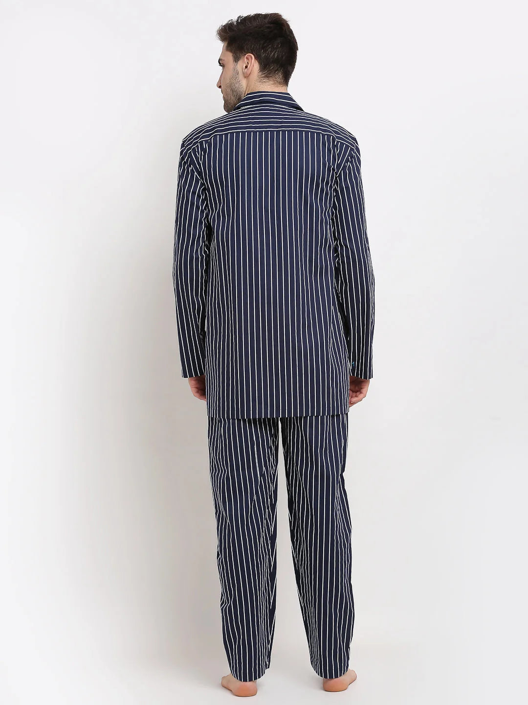 Navy Striped Mens Pajama Set | Cotton Mens Sleepwear - Needle