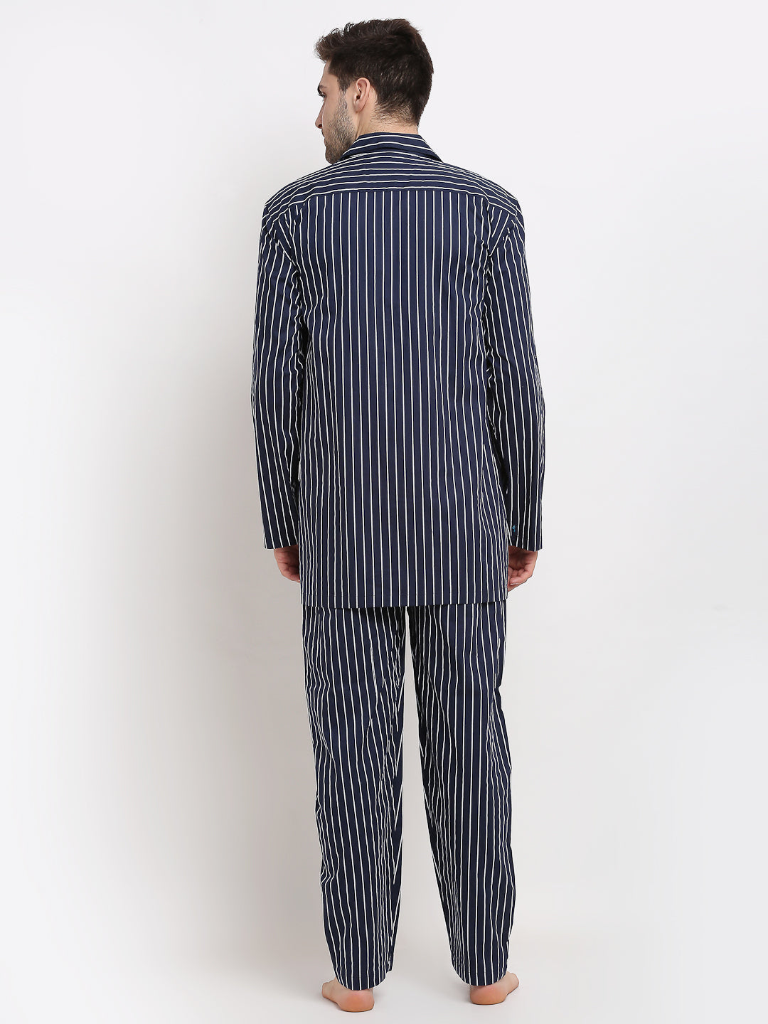 Navy Striped Mens Pajama Set | Cotton Mens Sleepwear - Needle