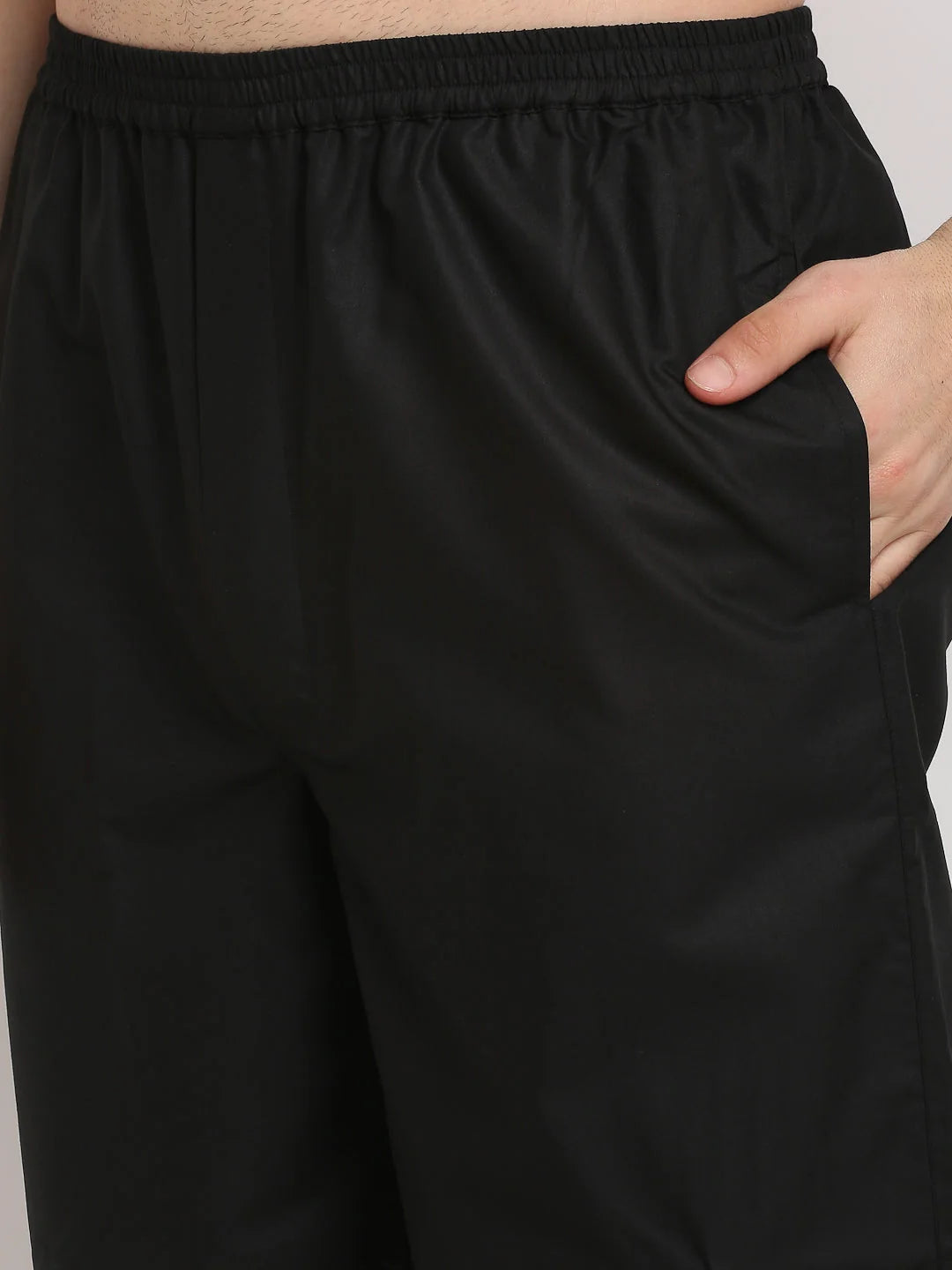 Black Cotton Mens Pajamas Set | Solid Sleepwear by Indian Needle