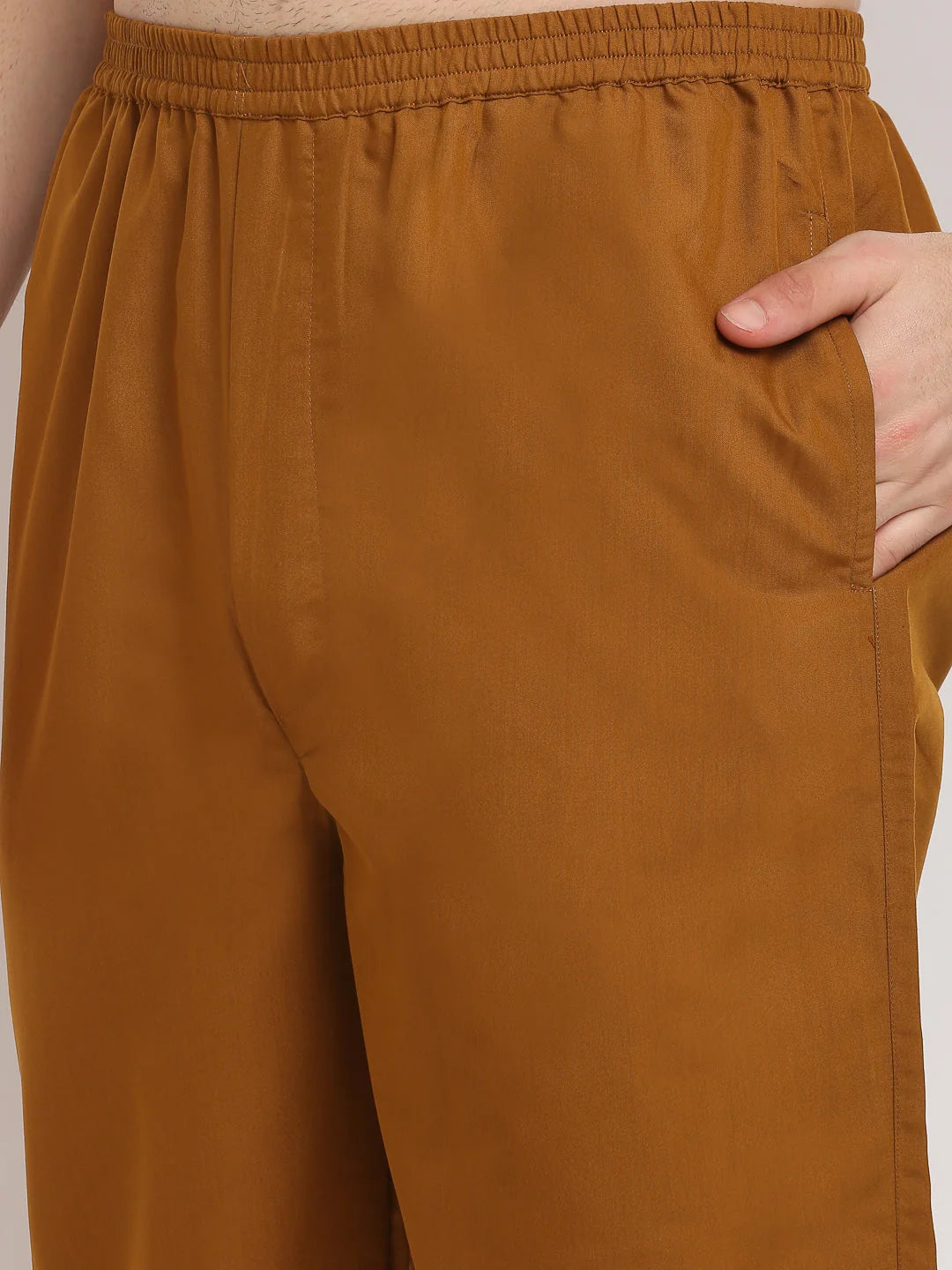 Mustard Cotton Mens Pajama Set - Solid Night Suits | Indian Ne...