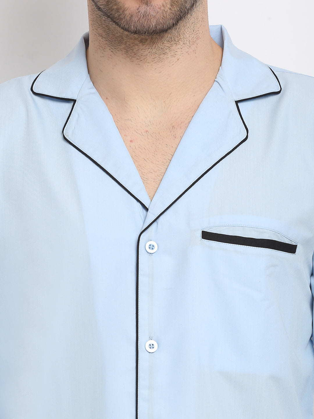 Sky Cotton Mens Pajama Set - Solid Night Suits | Indian Needle