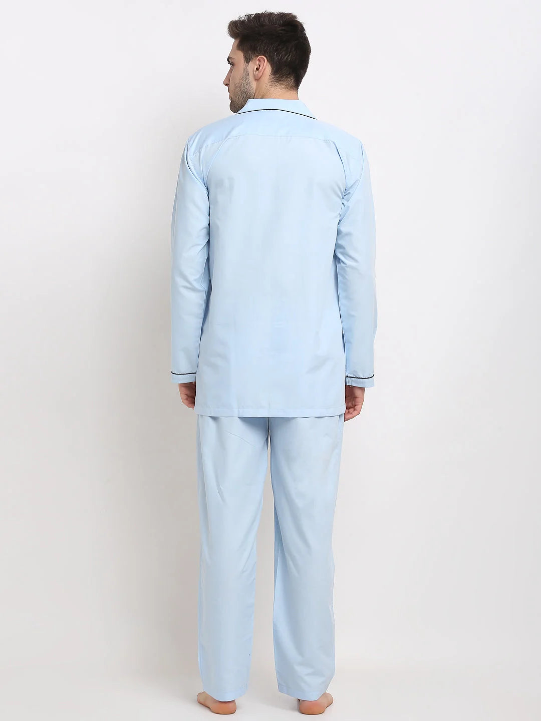 Sky Cotton Mens Pajama Set - Solid Night Suits | Indian Needle