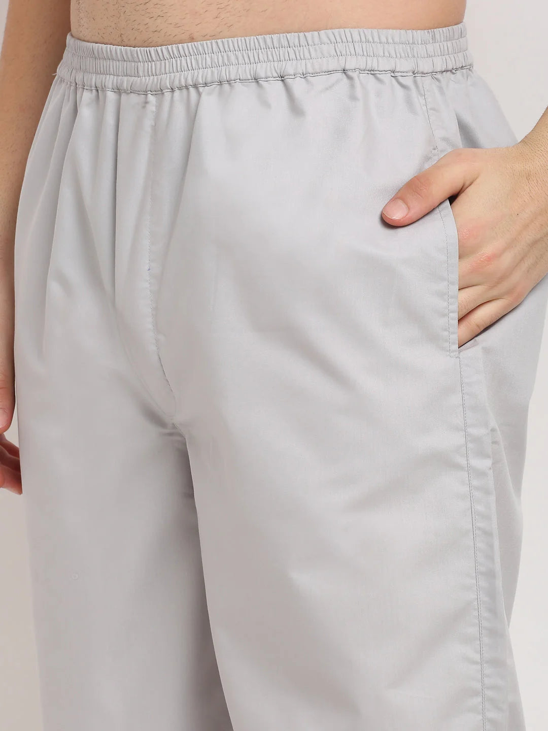 Mens Steel-Grey Cotton Night Suit | Cotton Pajamas Set