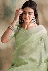 Womens Fashion Ethnic Green Color Sarees-MLSHWSA1592GRN0ONE