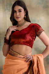 Womens Fashion Ethnic Peach Color Sarees-MLSHWSA1597PCH0ONE