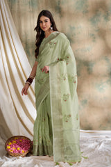 Womens Fashion Ethnic Green Color Sarees-MLSHWSA1604GRN0ONE