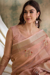 Womens Fashion Ethnic Peach Color Sarees-MLSHWSA1606PCH0ONE