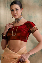 Womens Fashion Ethnic Peach Color Sarees-MLSHWSA1614PCH0ONE